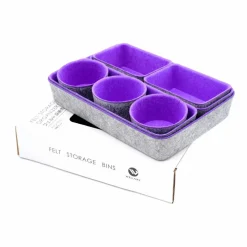Welaxy 8 Piece Felt Round Cups & Trays Drawer Organizer Set