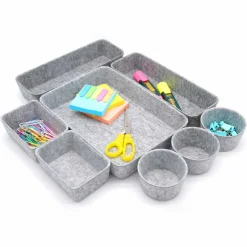 Welaxy 8 Piece Felt Round Cups & Trays Drawer Organizer Set