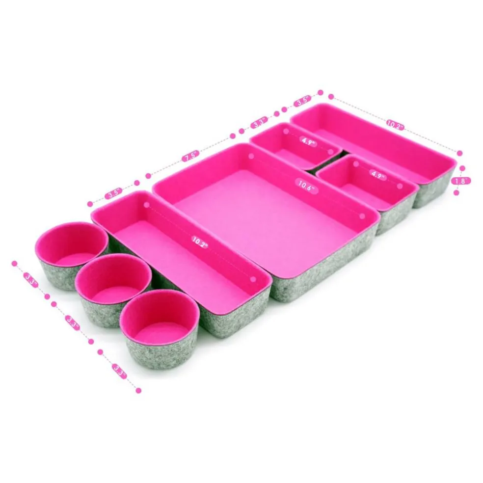 Welaxy 8 Piece Felt Round Cups & Trays Drawer Organizer Set