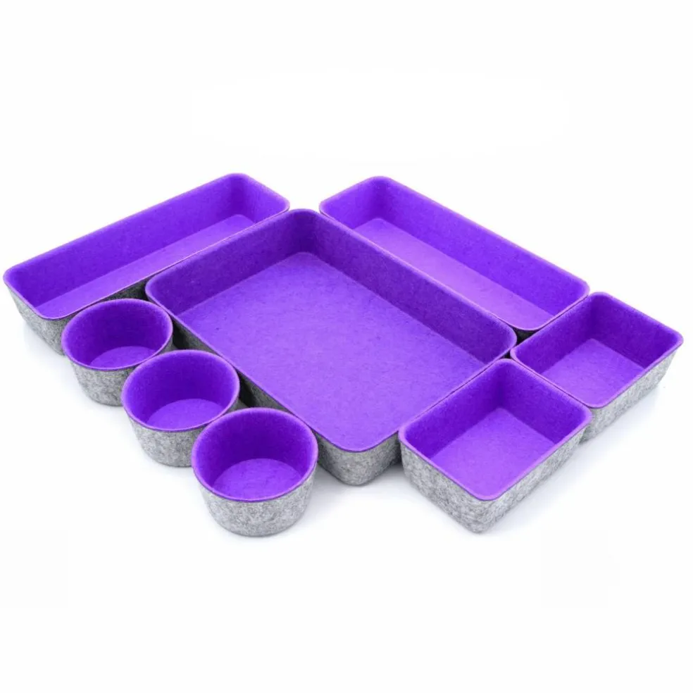 Welaxy 8 Piece Felt Round Cups & Trays Drawer Organizer Set