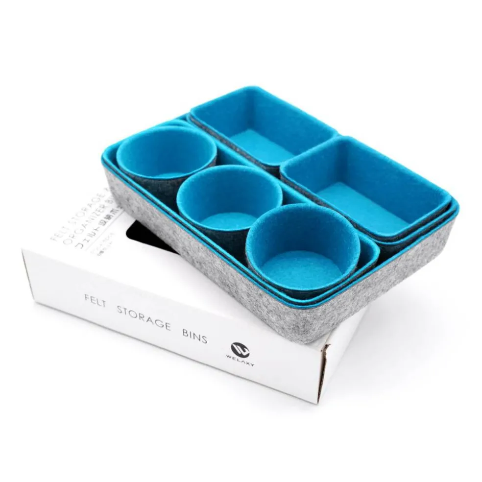 Welaxy 8 Piece Felt Round Cups & Trays Drawer Organizer Set