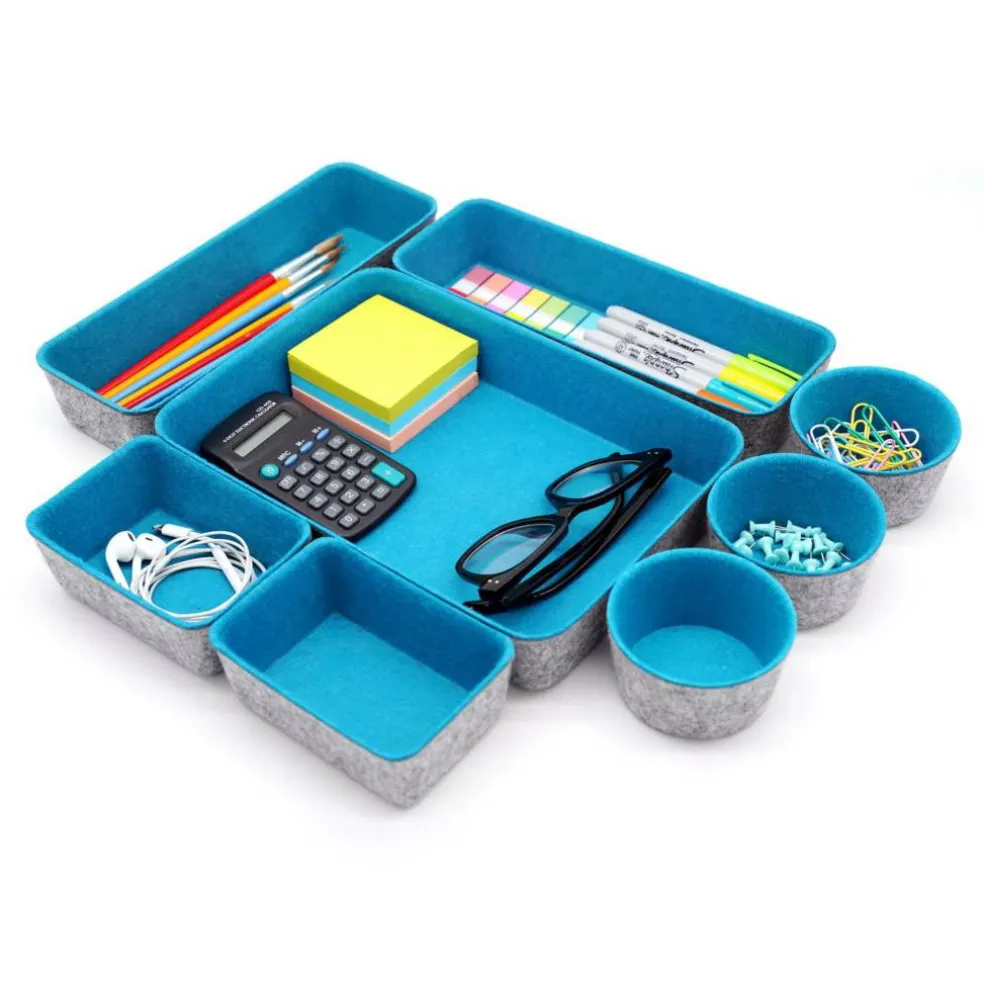 Welaxy 8 Piece Felt Round Cups & Trays Drawer Organizer Set