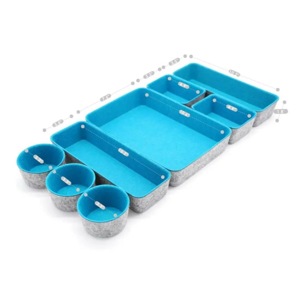 Welaxy 8 Piece Felt Round Cups & Trays Drawer Organizer Set