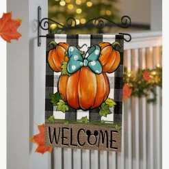 Welcome Fall Pumpkin Decorative Garden Flag, Autumn Thanksgiving