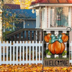 Welcome Fall Pumpkin Decorative Garden Flag, Autumn Thanksgiving