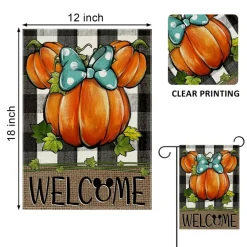Welcome Fall Pumpkin Decorative Garden Flag, Autumn Thanksgiving