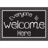 Welcome Mat with Slip Resistant Backing, 15.5" x 23.5", Black and White Dots Everyone is Welcome Here