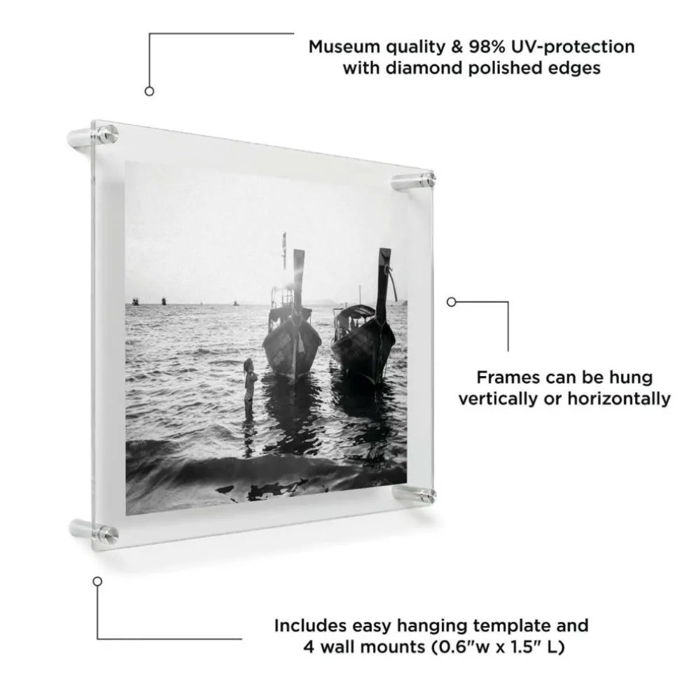 Wexel Art Double Panel Clear Acrylic Floating Wall Frame with Silver Hardware