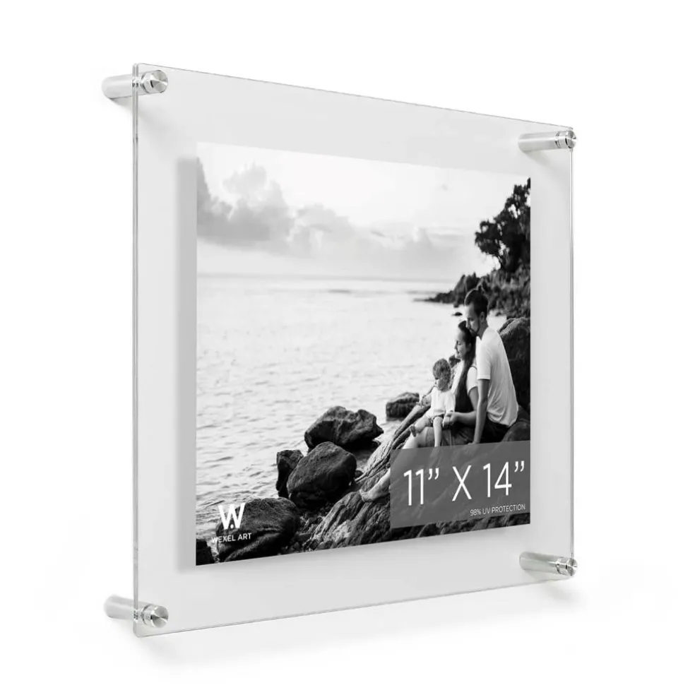 Wexel Art Double Panel Clear Acrylic Floating Wall Frame with Silver Hardware