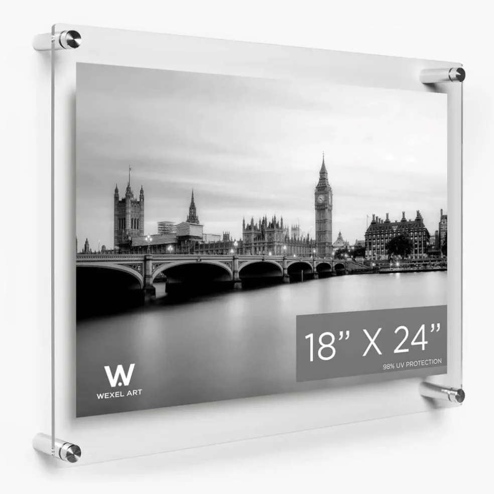 Wexel Art Double Panel Clear Acrylic Floating Wall Frame with Silver Hardware