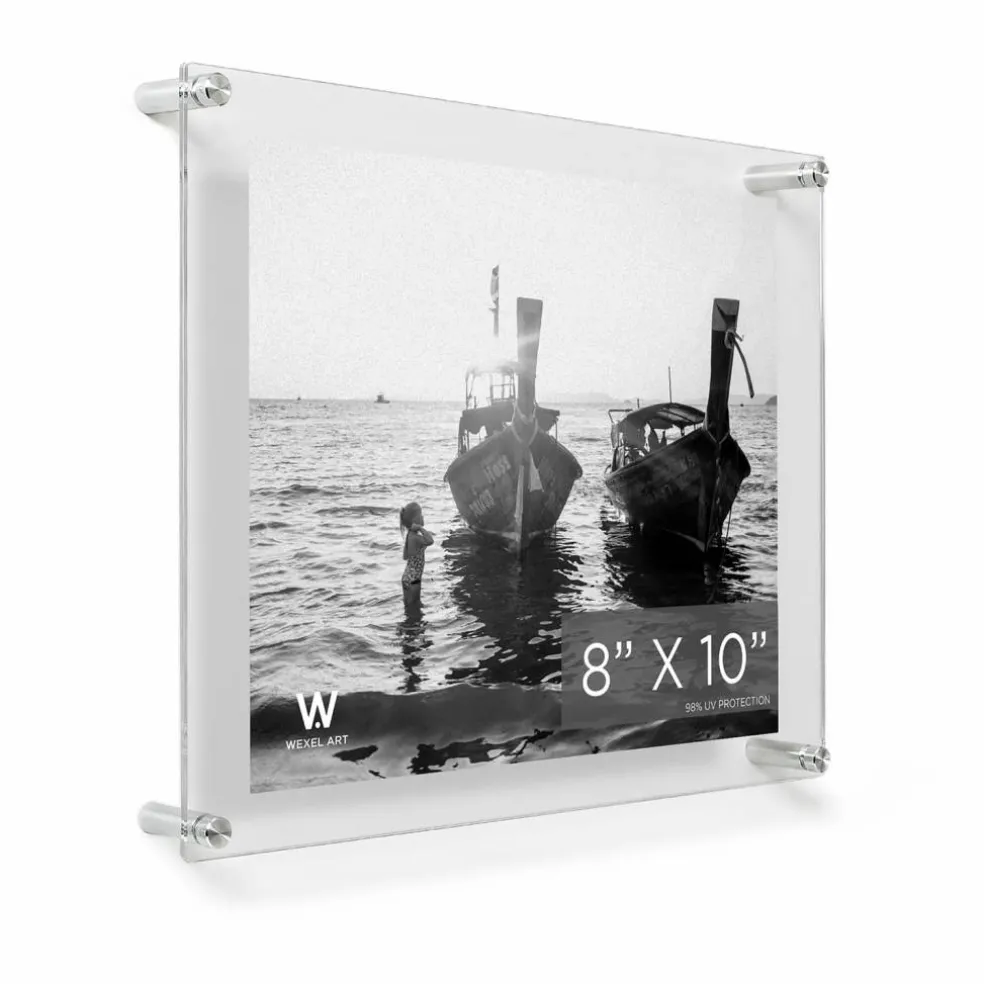 Wexel Art Double Panel Clear Acrylic Floating Wall Frame with Silver Hardware