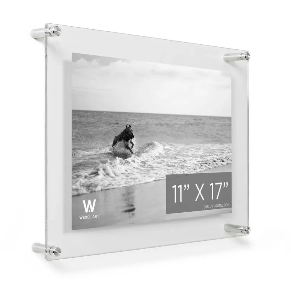 Wexel Art Double Panel Clear Acrylic Floating Wall Frame with Silver Hardware
