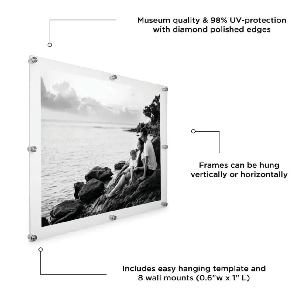 Wexel Art Double Panel Clear Acrylic Floating Wall Frame with Silver Hardware