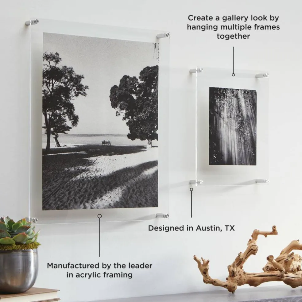 Wexel Art Double Panel Clear Acrylic Floating Wall Frame with Silver Hardware