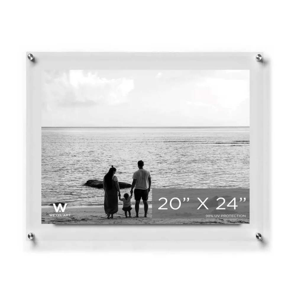 Wexel Art Double Panel Clear Acrylic Floating Wall Frame with Silver Hardware