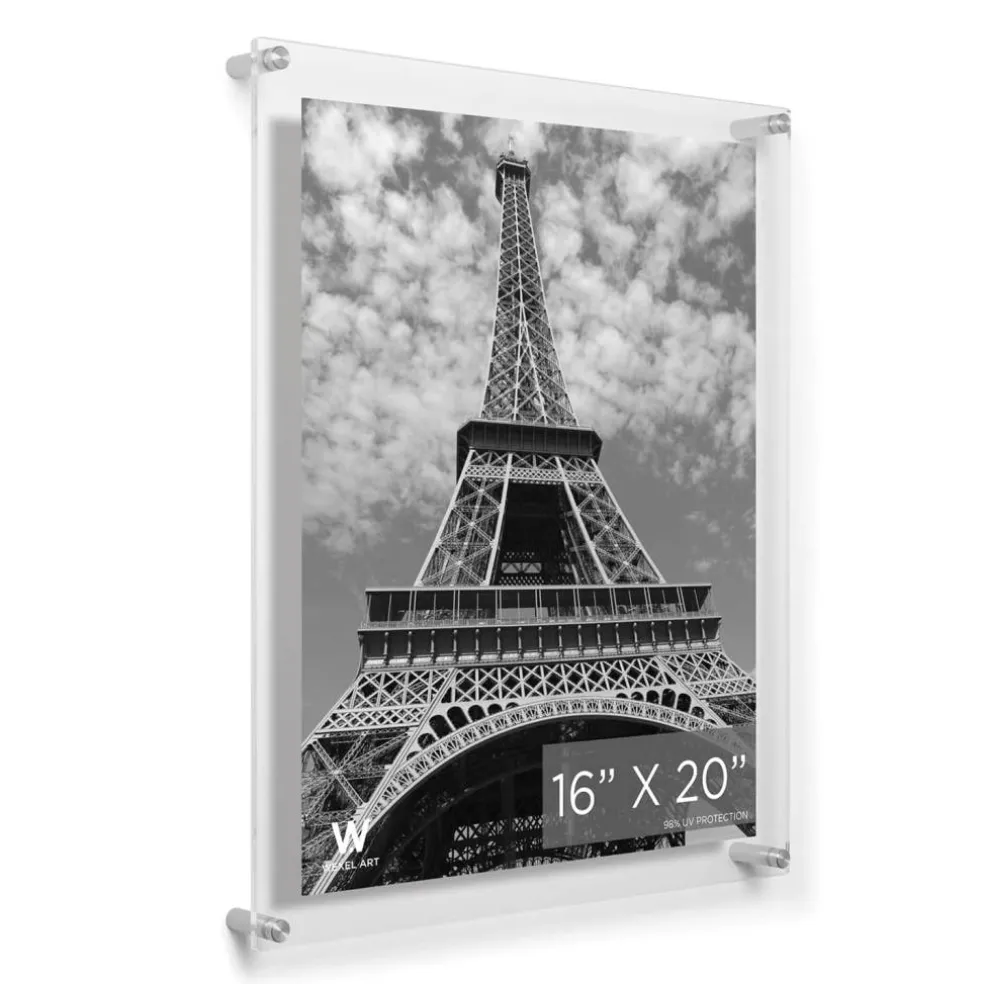 Wexel Art Double Panel Clear Acrylic Floating Wall Frame with Silver Hardware