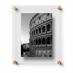 Wexel Art Double Panel Clear Acrylic Floating Wall Frame with Gold Hardware