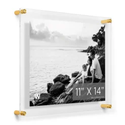 Wexel Art Double Panel Clear Acrylic Floating Wall Frame with Gold Hardware