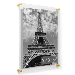 Wexel Art Double Panel Clear Acrylic Floating Wall Frame with Gold Hardware