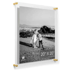 Wexel Art Double Panel Clear Acrylic Floating Wall Frame with Gold Hardware