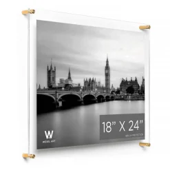 Wexel Art Double Panel Clear Acrylic Floating Wall Frame with Gold Hardware