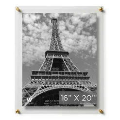 Wexel Art Double Panel Clear Acrylic Floating Wall Frame with Gold Hardware