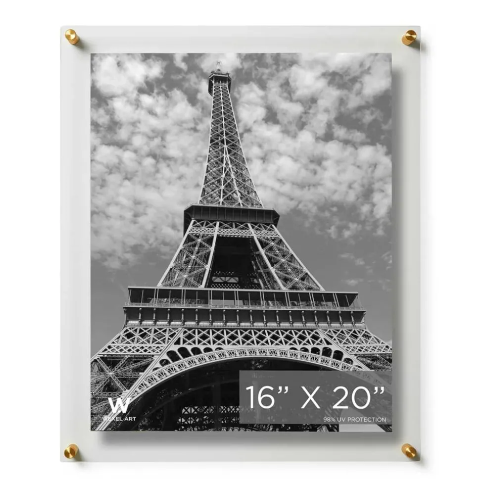 Wexel Art Double Panel Clear Acrylic Floating Wall Frame with Gold Hardware