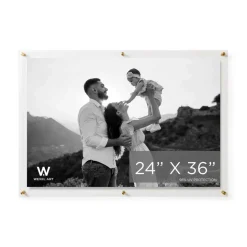 Wexel Art Double Panel Clear Acrylic Floating Wall Frame with Gold Hardware
