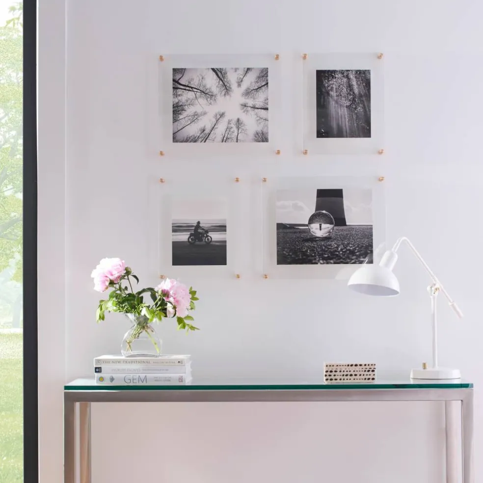 Wexel Art Double Panel Clear Acrylic Floating Wall Frame with Gold Hardware