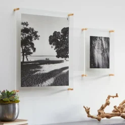 Wexel Art Double Panel Clear Acrylic Floating Wall Frame with Gold Hardware