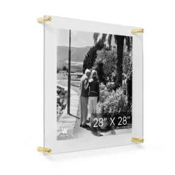 Wexel Art Double Panel Clear Acrylic Floating Wall Frame with Gold Hardware