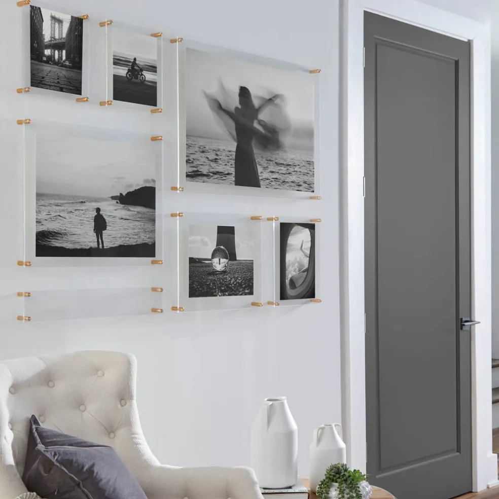 Wexel Art Double Panel Clear Acrylic Floating Wall Frame with Gold Hardware