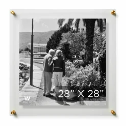 Wexel Art Double Panel Clear Acrylic Floating Wall Frame with Gold Hardware