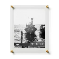 Wexel Art Double Panel Clear Acrylic Floating Wall Frame with Gold Hardware