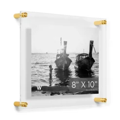 Wexel Art Double Panel Clear Acrylic Floating Wall Frame with Gold Hardware