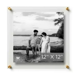 Wexel Art Double Panel Clear Acrylic Floating Wall Frame with Gold Hardware