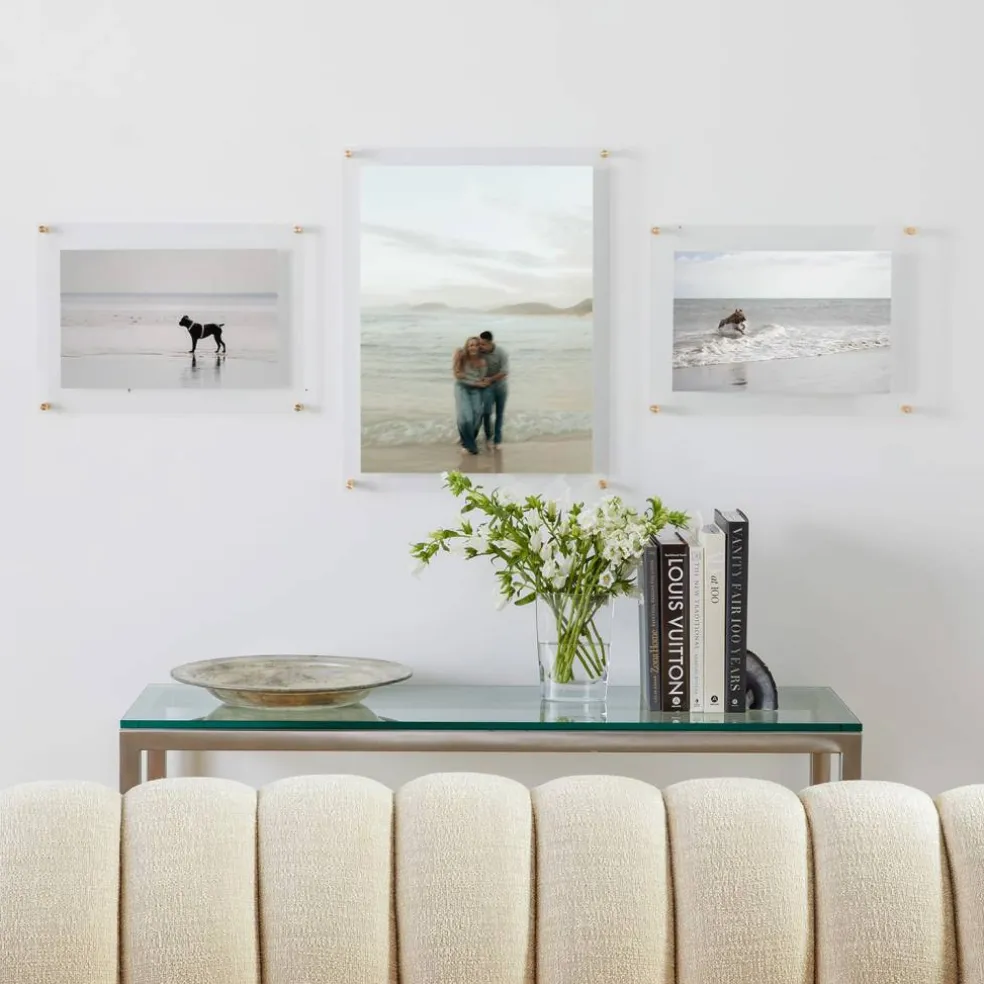 Wexel Art Double Panel Clear Acrylic Floating Wall Frame with Gold Hardware