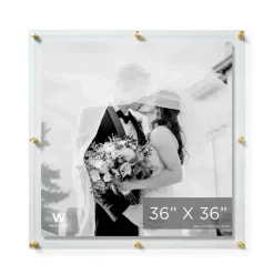 Wexel Art Double Panel Clear Acrylic Floating Wall Frame with Gold Hardware