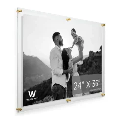 Wexel Art Double Panel Clear Acrylic Floating Wall Frame with Gold Hardware