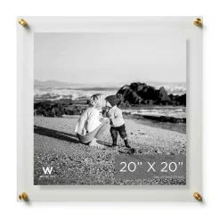 Wexel Art Double Panel Clear Acrylic Floating Wall Frame with Gold Hardware