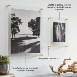 Wexel Art Double Panel Clear Acrylic Floating Wall Frame with Gold Hardware