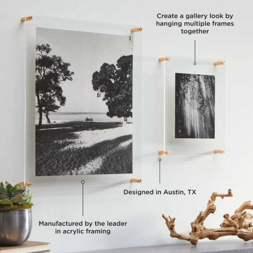 Wexel Art Double Panel Clear Acrylic Floating Wall Frame with Gold Hardware
