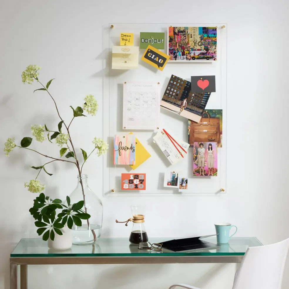 Wexel Art Easy Change Memo Board + Magnets with Gold Hardware