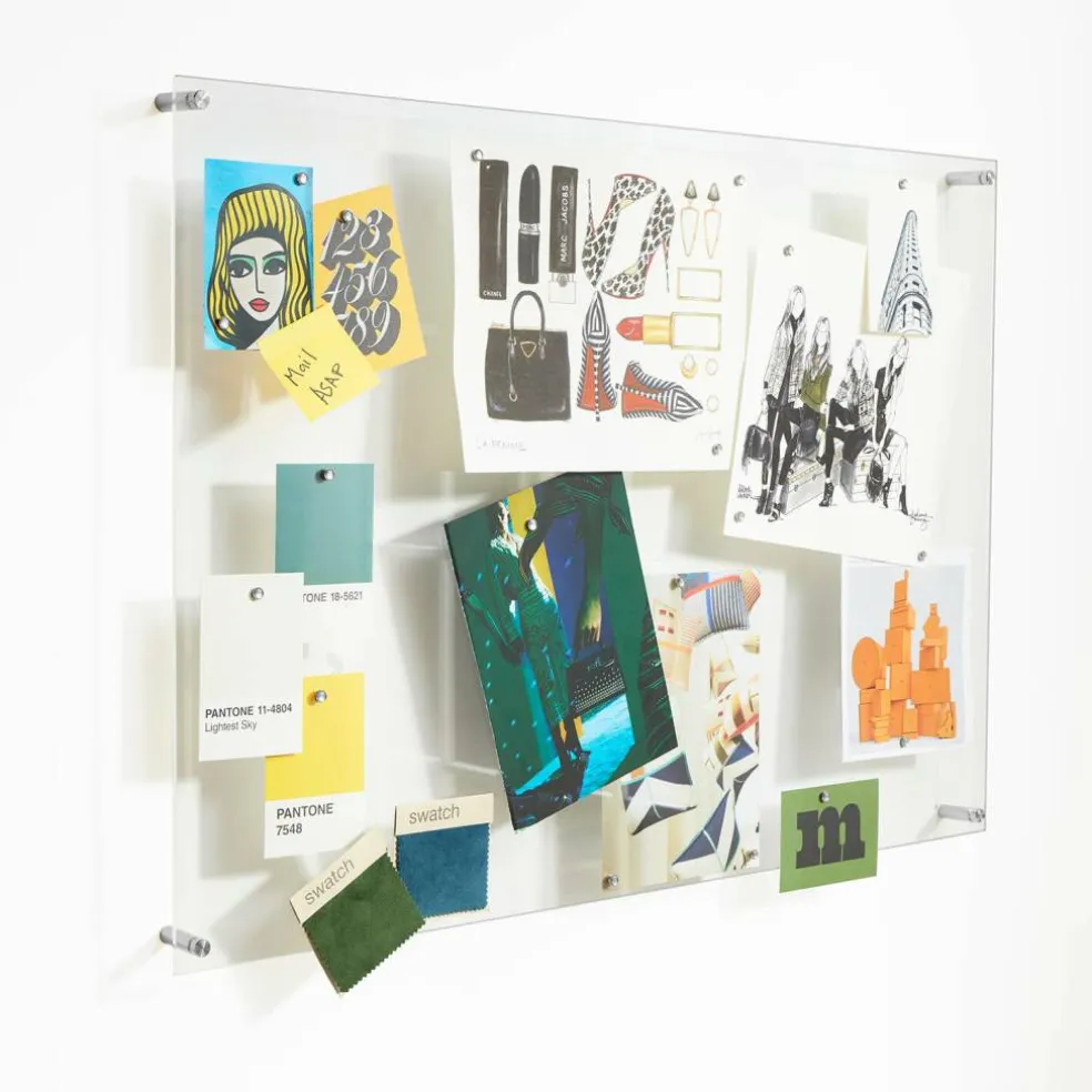 Wexel Art Easy Change Memo Board + Magnets with Silver Hardware