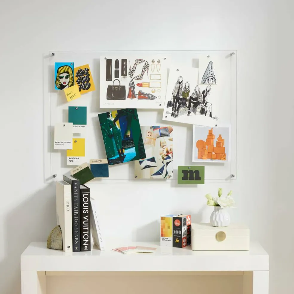 Wexel Art Easy Change Memo Board + Magnets with Silver Hardware