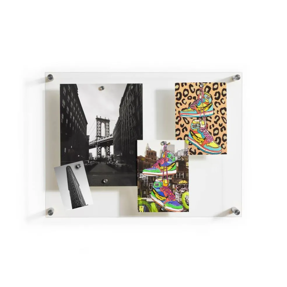 Wexel Art Easy Change Memo Board + Magnets with Silver Hardware