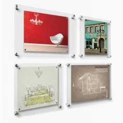 Wexel Art Mixed Single Panel Acrylic Floating Wall Frames & Magnets Set of 4