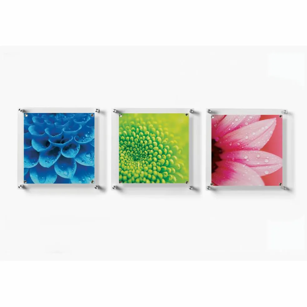 Wexel Art 3 Pack 12" x 12" Clear Single Panel Acrylic Floating Wall Frames & Magnets
