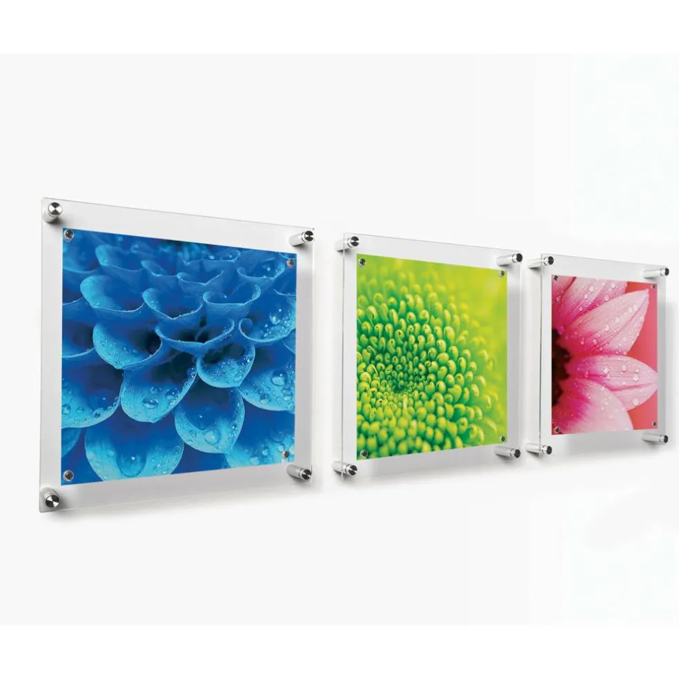 Wexel Art 3 Pack 12" x 12" Clear Single Panel Acrylic Floating Wall Frames & Magnets