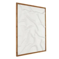 White Abstract Dimensional Wall Art in Brown Frame